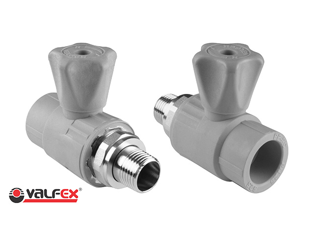 Кран шаровый ПП для радиатора 25х1/2" прямой, серый Valfex Кран шаровый ПП для радиатора 25х1/2" прямой, серый Valfex