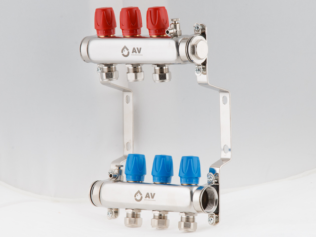 Коллекторная группа AVE135, 3 вых. AV Engineering (Для водоснабжения и отопления (радиаторы). Не для теплого пола) Коллекторная группа AVE135, 3 вых. AV Engineering (Для водоснабжения и отопления (радиаторы). Не для теплого пола)