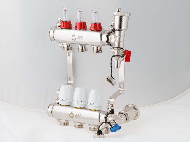 Коллекторная группа AVE136, 3 вых. AV Engineering (PRO серия Для теплого пола и водоснабжения) Коллекторная группа AVE136, 3 вых. AV Engineering (PRO серия Для теплого пола и водоснабжения)