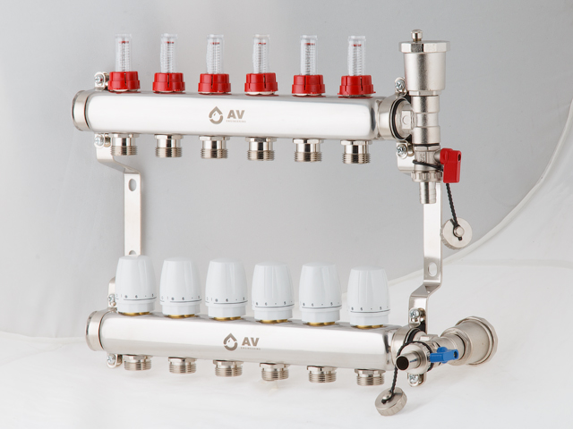 Коллекторная группа AVE136, 6 вых. AV Engineering (PRO серия Для теплого пола и водоснабжения) Коллекторная группа AVE136, 6 вых. AV Engineering (PRO серия Для теплого пола и водоснабжения)