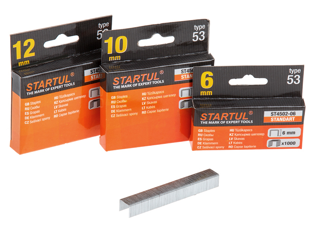 Скобы 8мм тип 53 (1000шт) STARTUL STANDART (ST4502-08) Скобы 8мм тип 53 (1000шт) STARTUL STANDART (ST4502-08)