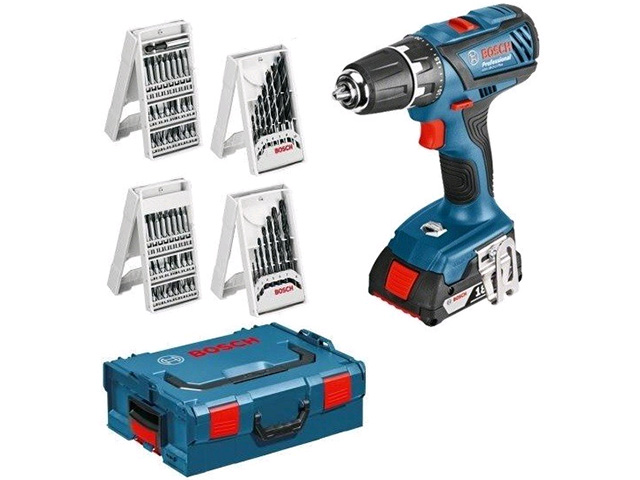Аккум. дрель-шуруповерт BOSCH GSR 18-2-LI L-BOXX + 4 набора сверл и бит (18.0 В, 2 акк., 2.0 А/ч Li-Ion, 2 скор., 63 Нм, шурупы до 8 мм) Аккум. дрель-шуруповерт BOSCH GSR 18-2-LI L-BOXX + 4 набора сверл и бит (18.0 В, 2 акк., 2.0 А/ч Li-Ion, 2 скор., 63 Нм, шурупы до 8 мм)