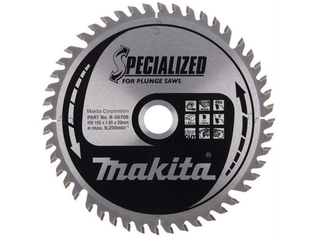 Диск пильный 165х20 мм 56 зуб. по алюминию MAKITA ((для погружных пил)) Диск пильный 165х20 мм 56 зуб. по алюминию MAKITA ((для погружных пил))