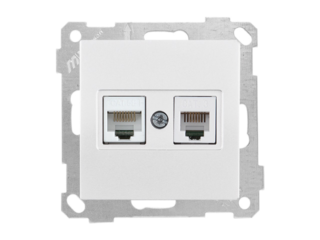 Розетка телефонная + компьютерная (RJ12+Cat5e, скрытая, без рамки) белая, DARIA, MUTLUSAN Розетка телефонная + компьютерная (RJ12+Cat5e, скрытая, без рамки) белая, DARIA, MUTLUSAN