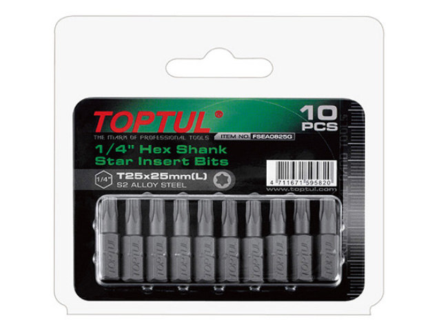 Насадка TORX T9*25 1/4" 10шт блистер TOPTUL Насадка TORX T9*25 1/4" 10шт блистер TOPTUL