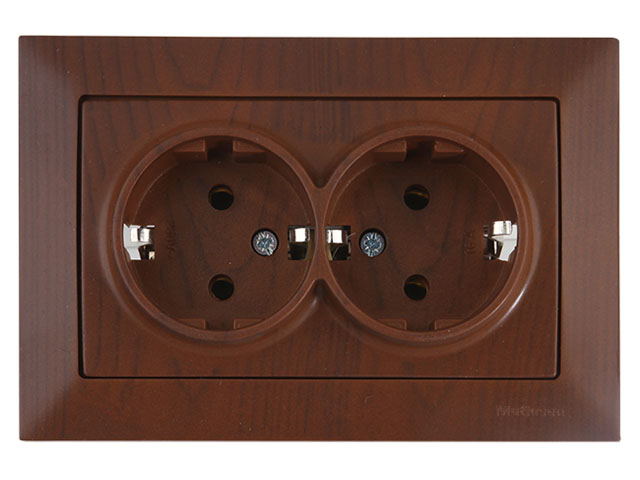 Розетка 2-ая (скрытая, с/з) орех, DARIA, MUTLUSAN (16 A, 250 V, IP 20) Розетка 2-ая (скрытая, с/з) орех, DARIA, MUTLUSAN (16 A, 250 V, IP 20)