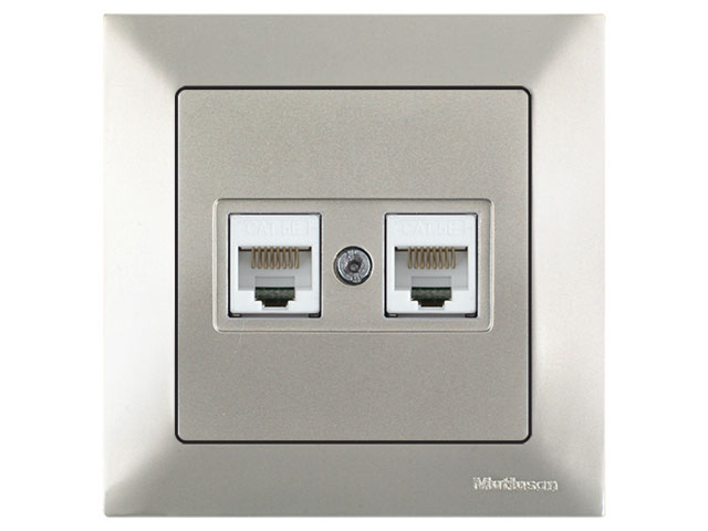Розетка компьютерная 2xRJ45 (Cat5e, скрытая) титан, DARIA, MUTLUSAN ((2xRJ 45) 8-pin, соединения типа 568A или 568B) Розетка компьютерная 2xRJ45 (Cat5e, скрытая) титан, DARIA, MUTLUSAN ((2xRJ 45) 8-pin, соединения типа 568A или 568B)