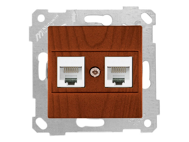 Розетка компьютерная 2xRJ45 (Cat5e, скрытая, без рамки) вишня, RITA, MUTLUSAN Розетка компьютерная 2xRJ45 (Cat5e, скрытая, без рамки) вишня, RITA, MUTLUSAN