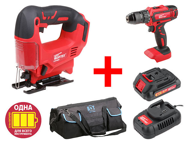 Аккум. лобзик WORTEX CJS 6529 в кор. ALL1 + АКЦИЯ (комплект с шуруповерт, акб, зу и сумка со скидой) (18.0 В, В комплекте с шуруповертом, аккумуляторо Аккум. лобзик WORTEX CJS 6529 в кор. ALL1 + АКЦИЯ (комплект с шуруповерт, акб, зу и сумка со скидой) (18.0 В, В комплекте с шуруповертом, аккумуляторо