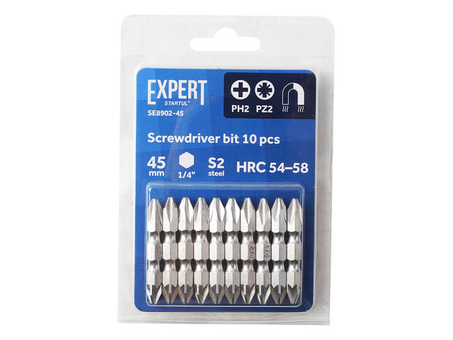 Насадка крестообразная PH2-PZ2 45мм 10шт EXPERT STARTUL (SE8902-45) (бита Phillips-Pozidrive магнитная) Насадка крестообразная PH2-PZ2 45мм 10шт EXPERT STARTUL (SE8902-45) (бита Phillips-Pozidrive магнитная)