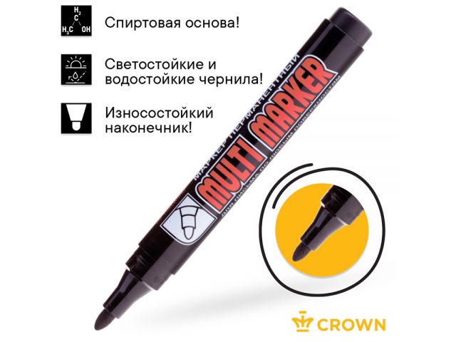 Маркер промышл. перманентный фетровый черный CROWN MULTI MARKER (толщ. линии 3.0 мм. Цвет черный) (CROWN маркеры) Маркер промышл. перманентный фетровый черный CROWN MULTI MARKER (толщ. линии 3.0 мм. Цвет черный) (CROWN маркеры)