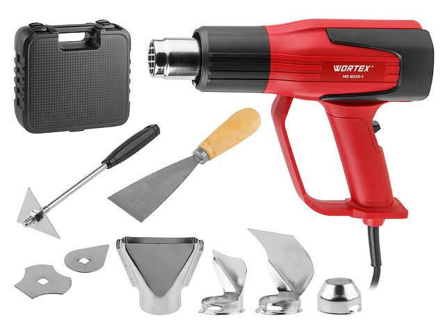 Термовоздуходувка WORTEX HG 6020-1 в чем. + набор сопл 2000 Вт, 2 скор., 350-600 °С (Ступенч. рег., 300-500 л/мин) Термовоздуходувка WORTEX HG 6020-1 в чем. + набор сопл 2000 Вт, 2 скор., 350-600 °С (Ступенч. рег., 300-500 л/мин)