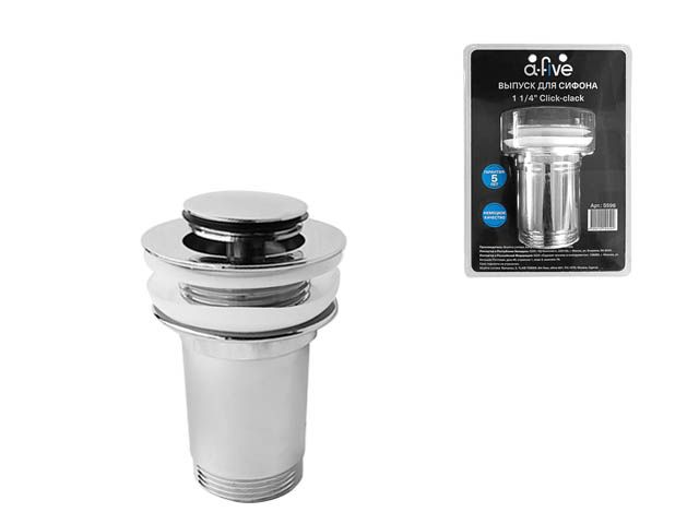 Выпуск для умывальника click/clack, малая крышка с переливом, хром, 1 1/4", a-five Выпуск для умывальника click/clack, малая крышка с переливом, хром, 1 1/4", a-five
