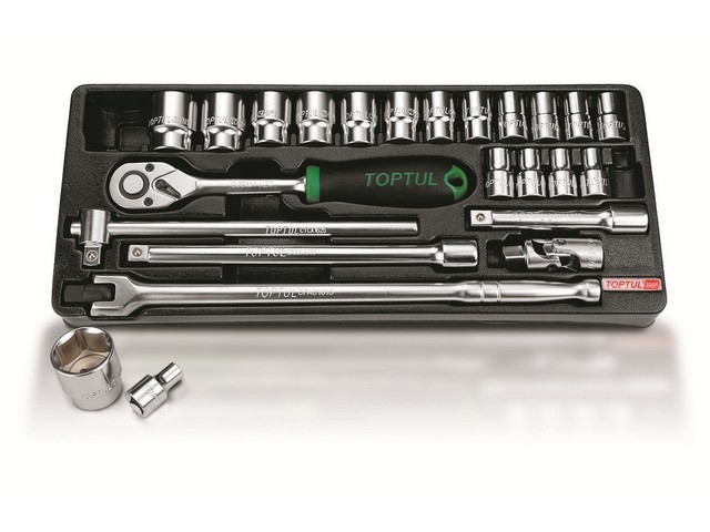Набор-сет головок 1/2" 8-32мм 24предм. 6гр. 434х176мм TOPTUL Набор-сет головок 1/2" 8-32мм 24предм. 6гр. 434х176мм TOPTUL