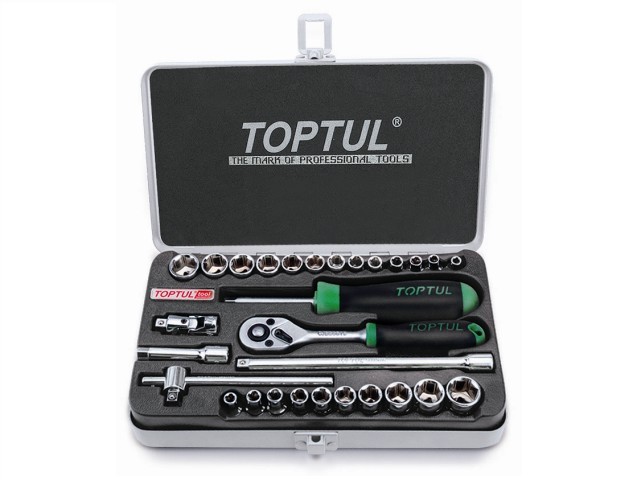 Набор головок 1/4" 4-14мм 3/16"-9/16" 29предм. 6гр. метал.кейс (GCAD2902) (TOPTUL) Набор головок 1/4" 4-14мм 3/16"-9/16" 29предм. 6гр. метал.кейс (GCAD2902) (TOPTUL)
