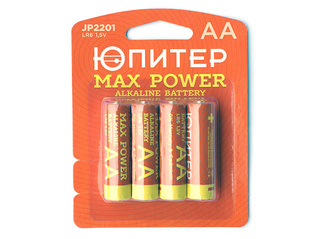 Батарейка AA LR6 1,5V alkaline 4шт. ЮПИТЕР MAX POWER Батарейка AA LR6 1,5V alkaline 4шт. ЮПИТЕР MAX POWER