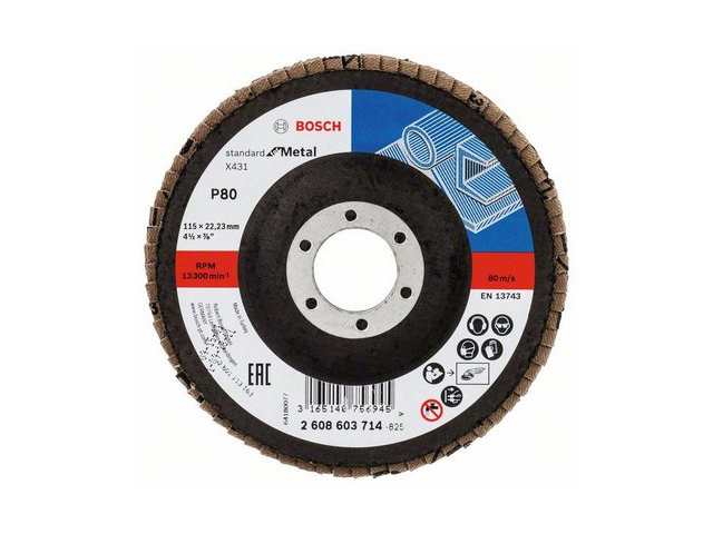 Круг лепестковый 115х22.2 мм K80 плоский STANDARD FOR METAL BOSCH Круг лепестковый 115х22.2 мм K80 плоский STANDARD FOR METAL BOSCH