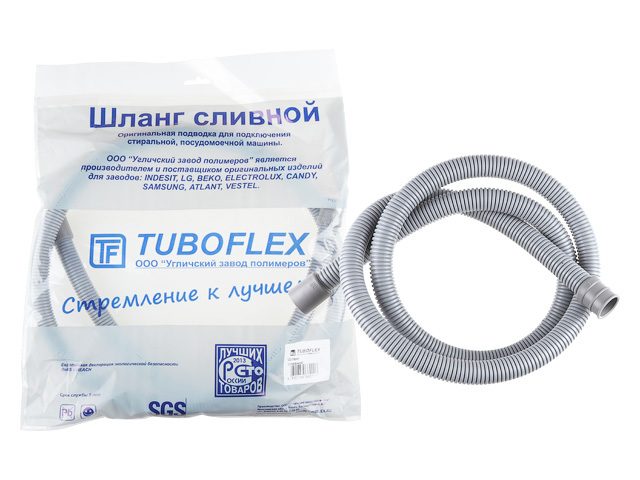 Шланг сливной М для стиральной машины в упаковке (евро слот) 1,5 м, TUBOFLEX Шланг сливной М для стиральной машины в упаковке (евро слот) 1,5 м, TUBOFLEX