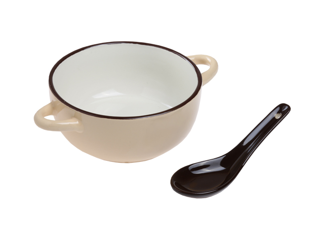 Миска керамическая с ложкой, 127 мм, Прованс, бежевая PERFECTO LINEA (Супер цена! объем 415мл) Миска керамическая с ложкой, 127 мм, Прованс, бежевая PERFECTO LINEA (Супер цена! объем 415мл)
