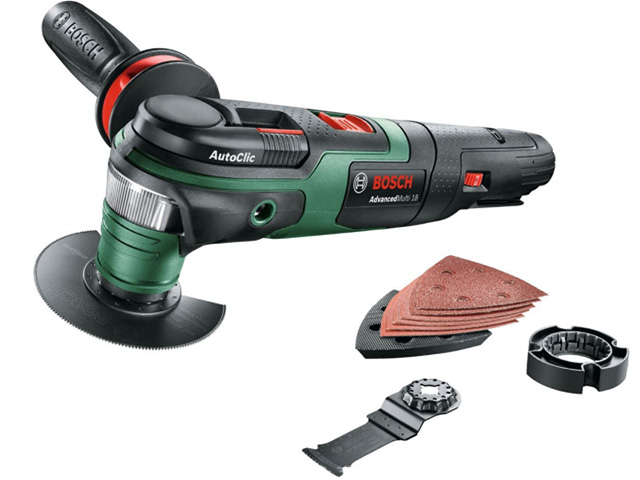 Аккум. многофункциональный инструмент (реноватор) BOSCH AdvancedMulti 18 в кор. + набор оснастки (18.0 В, БЕЗ АККУМУЛЯТОРА, 20000 об/мин) Аккум. многофункциональный инструмент (реноватор) BOSCH AdvancedMulti 18 в кор. + набор оснастки (18.0 В, БЕЗ АККУМУЛЯТОРА, 20000 об/мин)