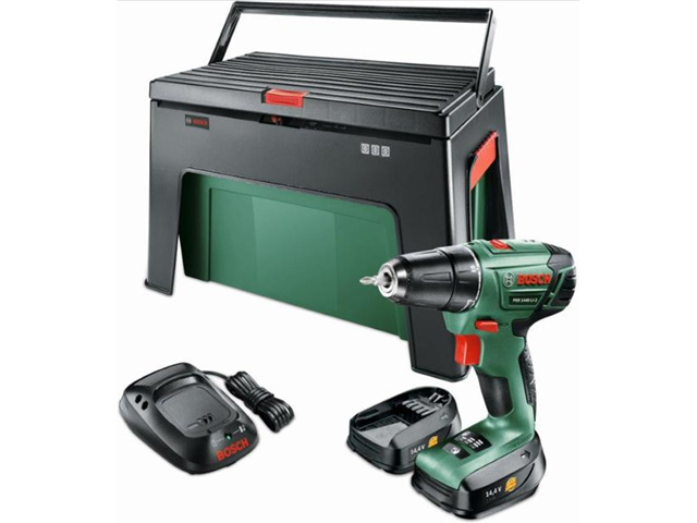 Аккум. дрель-шуруповерт BOSCH PSR 1440 LI-2 в кор. + ящик для инструментов WorkBox (14.4 В, 2 акк., 1.5 А/ч Li-Ion, 2 скор., 34 Нм, шурупы до 8 мм) Аккум. дрель-шуруповерт BOSCH PSR 1440 LI-2 в кор. + ящик для инструментов WorkBox (14.4 В, 2 акк., 1.5 А/ч Li-Ion, 2 скор., 34 Нм, шурупы до 8 мм)