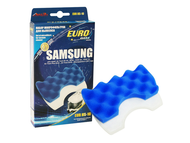 Набор микрофильтров для пылесоса EUROCLEAN EUR-HS10 (2 шт. многоразовых моющихся) (SAMSUNG: Air Track SC 44., SC 45., VCDC 20., VCDC 12., Air Track Pl Набор микрофильтров для пылесоса EUROCLEAN EUR-HS10 (2 шт. многоразовых моющихся) (SAMSUNG: Air Track SC 44., SC 45., VCDC 20., VCDC 12., Air Track Pl