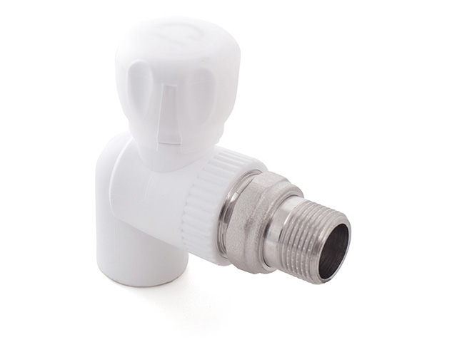 Кран шар. ПП для радиатора 20х1/2" угл., сер. РТП (РосТурПласт) Кран шар. ПП для радиатора 20х1/2" угл., сер. РТП (РосТурПласт)