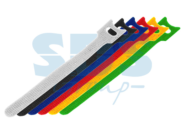 Набор хомутов многоразовых на липучке 310 x 16 мм, цветная (упак. 12 шт)  REXANT