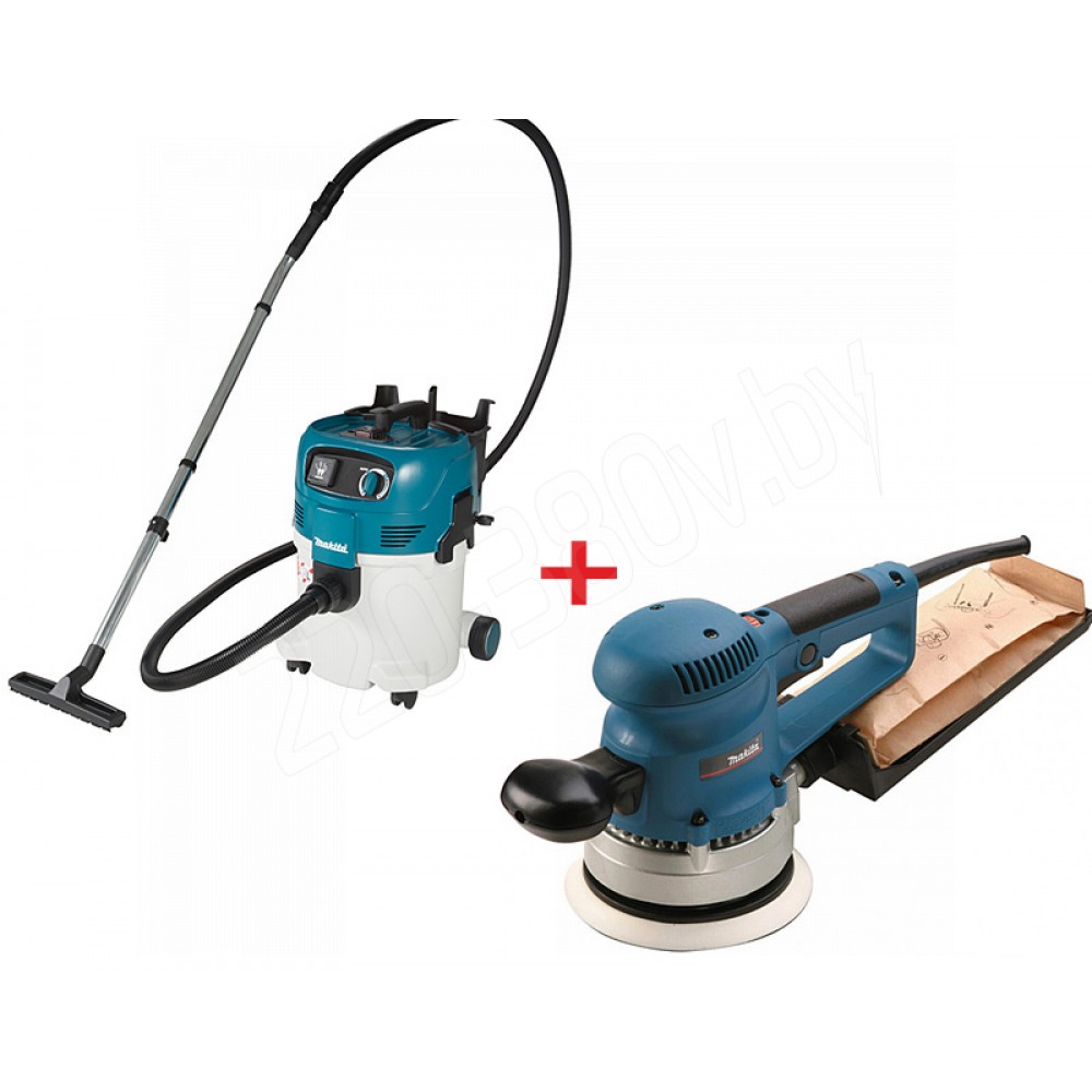 Пылесос MAKITA VC 3012 M + Эксцентриковая шлифмашина MAKITA BO 6030 в кор. (арт. BO6030) (1200 Вт, 30 л, класс: M, самоочистка: полуавтомат)